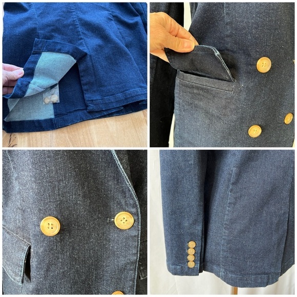 NWT J MCLAUGHLIN BLAZER 2 DENIM COTTON BLD DBL BREASTED DK BLUE CAREER CASUAL - Picture 11 of 12